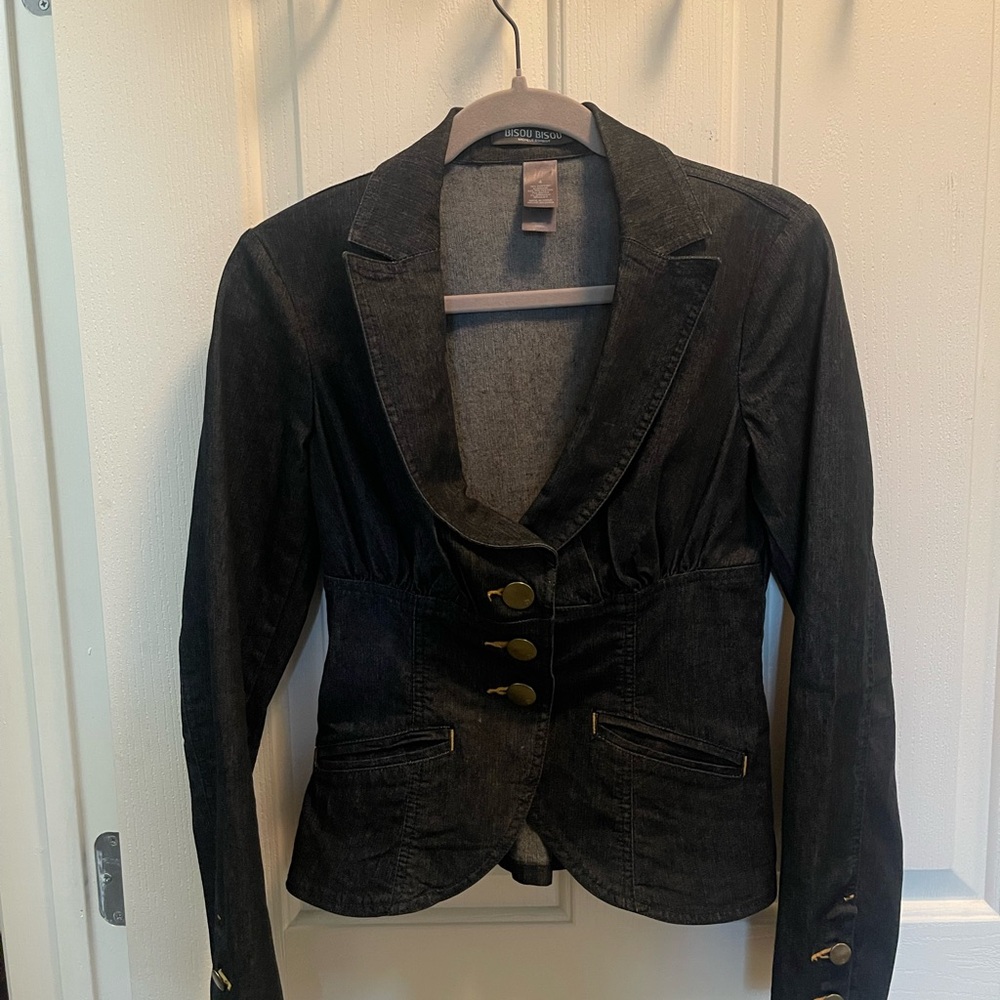 Bisou Bisou Black Tailored Blazer with Notched Lapel